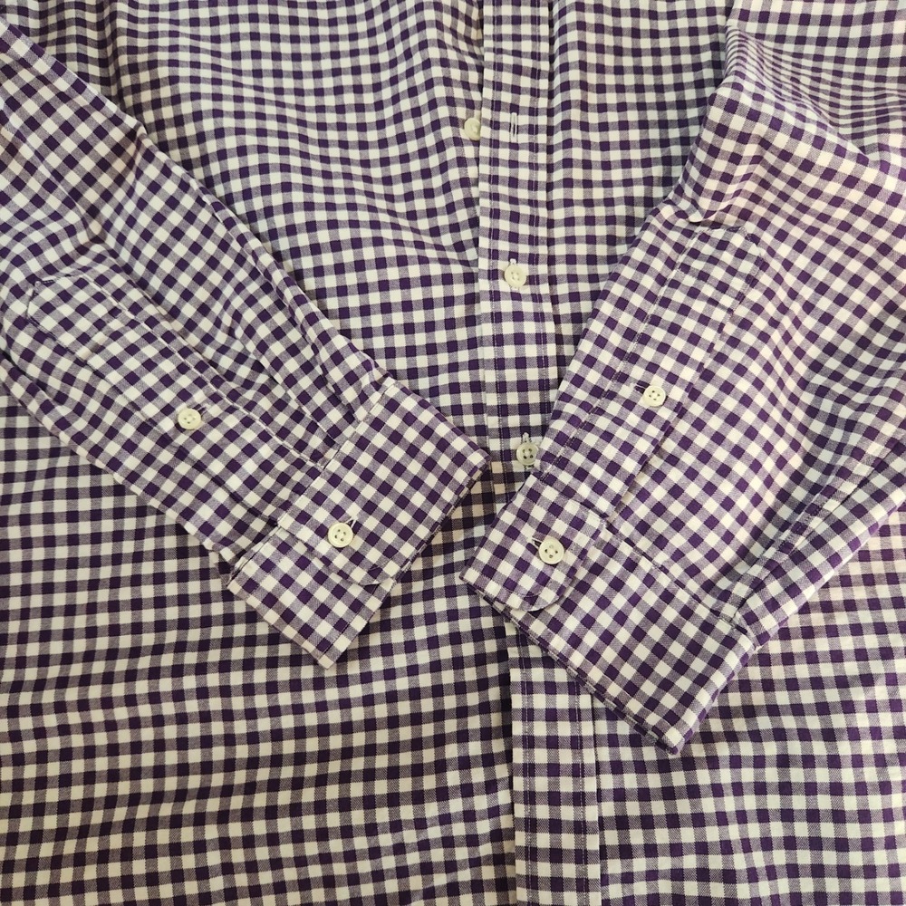 Ralph Lauren Mens XL Purple Gingham Check Long Sleeve Button Up Shirt Flesh Pony - Picture 10 of 11